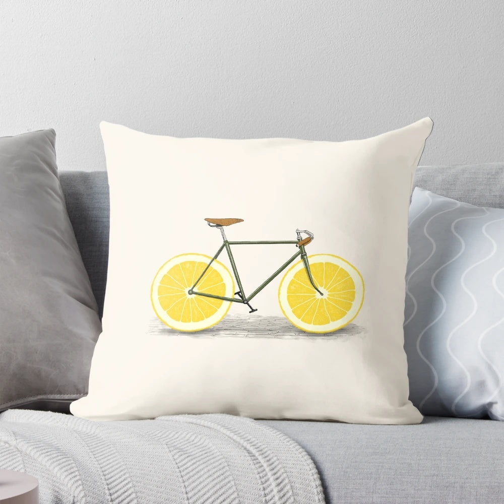 Zest decorative throw pillow featuring a bold, abstract citrus design.