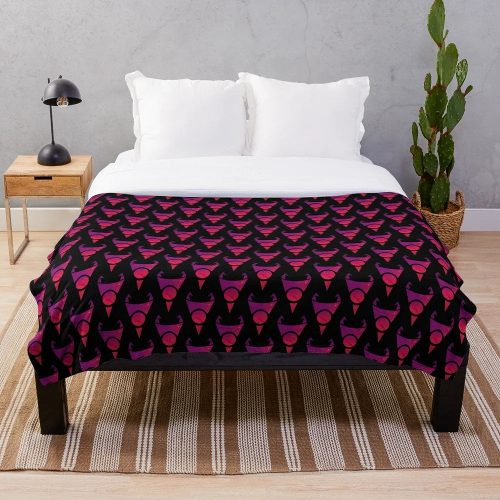 Invader Zim inspired Irken logo plush blanket with space and galaxy design