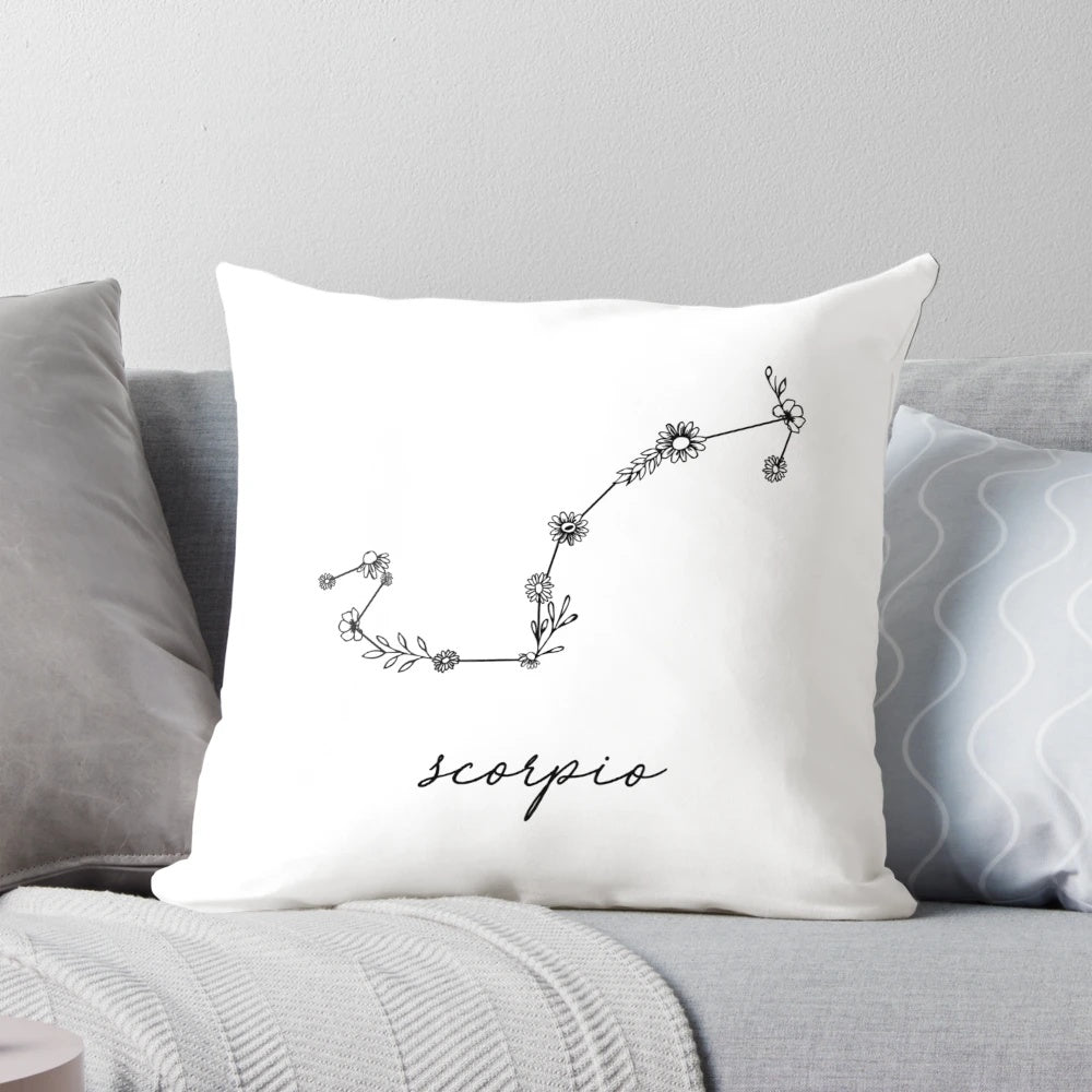 Scorpio zodiac wildflower constellation throw pillow